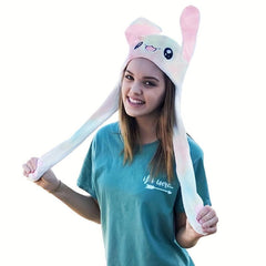 Rabbit Ears Hat for Women Plush Animal Hat with Jumping