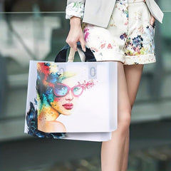5pcs Makeup Women Pattern Plastic Tote Bags for Parties and Gifts