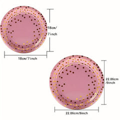 20pcs Party Dinnerware Round Paper Plates Golden Dots 17 And 22 Dinner Plates