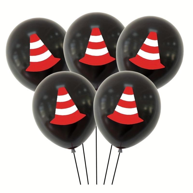 15pcs Construction Vehicle Latex Balloons Excavator Safety Hat Printed