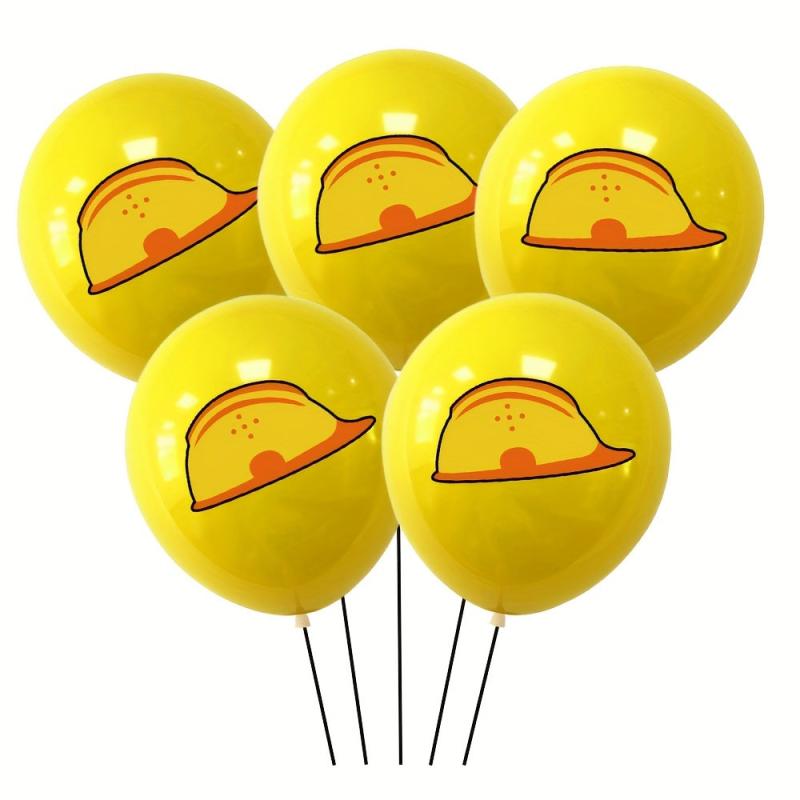 15pcs Construction Vehicle Latex Balloons Excavator Safety Hat Printed