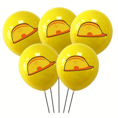 15pcs Construction Vehicle Latex Balloons Excavator Safety Hat Printed