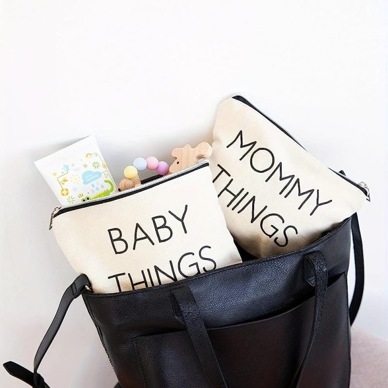 Mommy & Baby Canvas Pouch Set - Travel cases for moms
