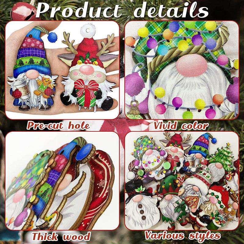 24pcs Christmas Dwarf Wooden Decorations Party Home Tree Ornaments Decor