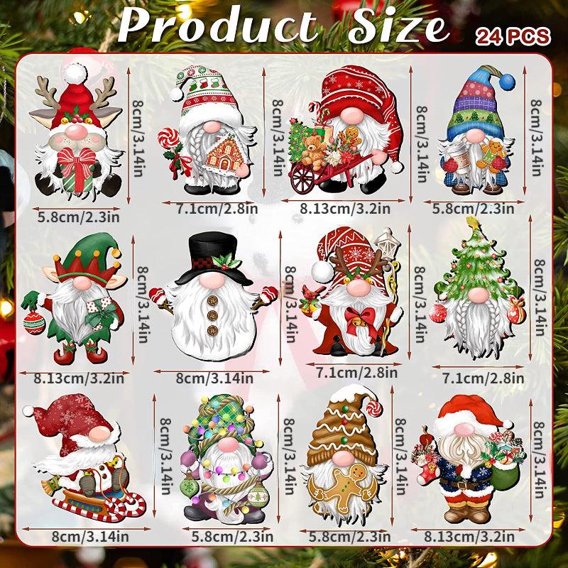 24pcs Christmas Dwarf Wooden Decorations Party Home Tree Ornaments Decor