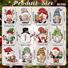 24pcs Christmas Dwarf Wooden Decorations Party Home Tree Ornaments Decor
