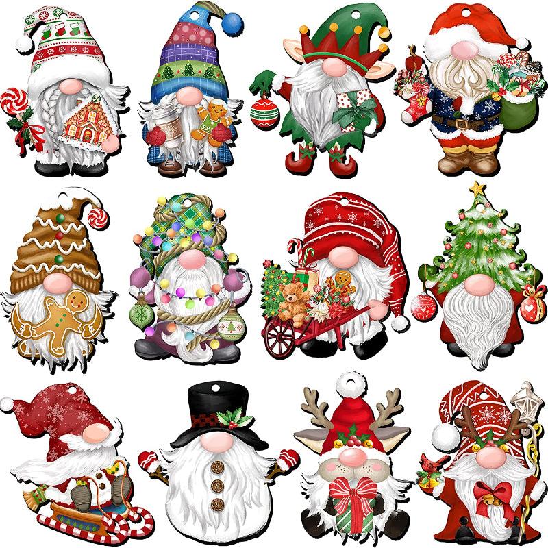 24pcs Christmas Dwarf Wooden Decorations Party Home Tree Ornaments Decor