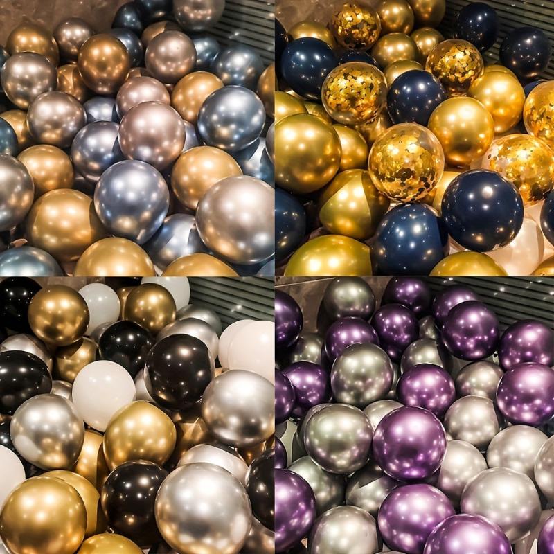 30pcs 10in Metal Latex Confetti Balloons Matte Helium Globos Party Decor