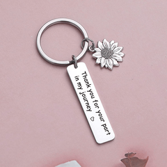 Stainless Steel Thank You For Your Part In My Journey Sunflower Pendant Keychain