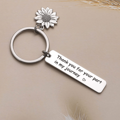 Stainless Steel Thank You For Your Part In My Journey Sunflower Pendant Keychain