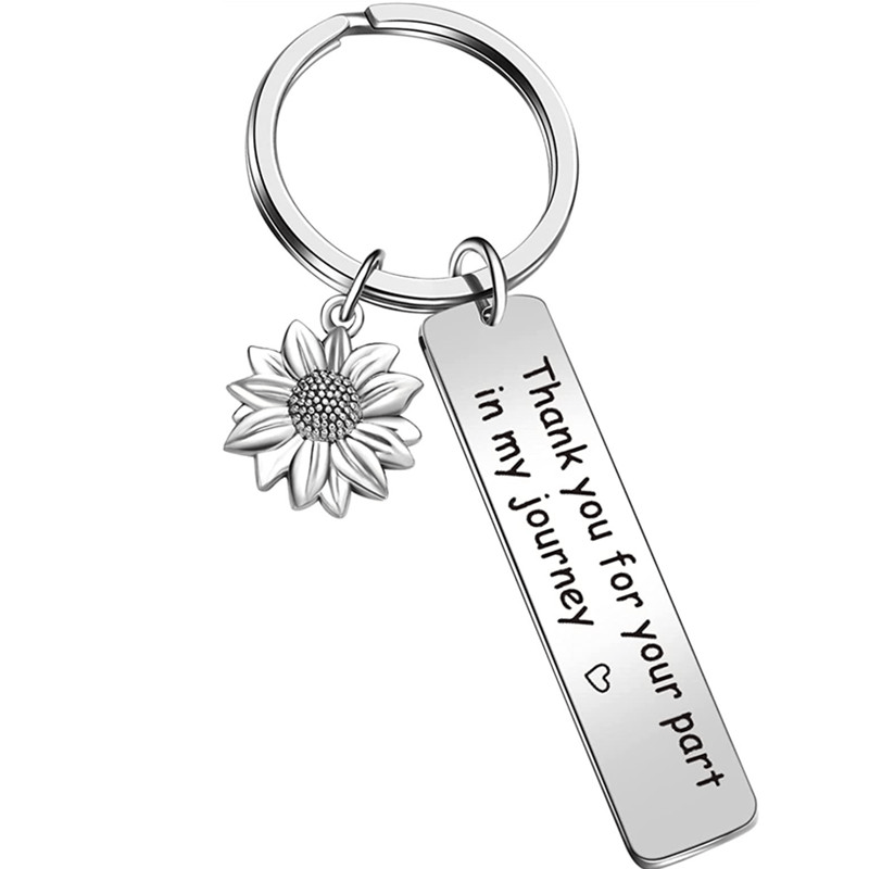 Stainless Steel Thank You For Your Part In My Journey Sunflower Pendant Keychain