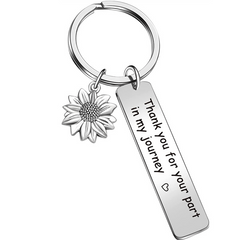 Stainless Steel Thank You For Your Part In My Journey Sunflower Pendant Keychain