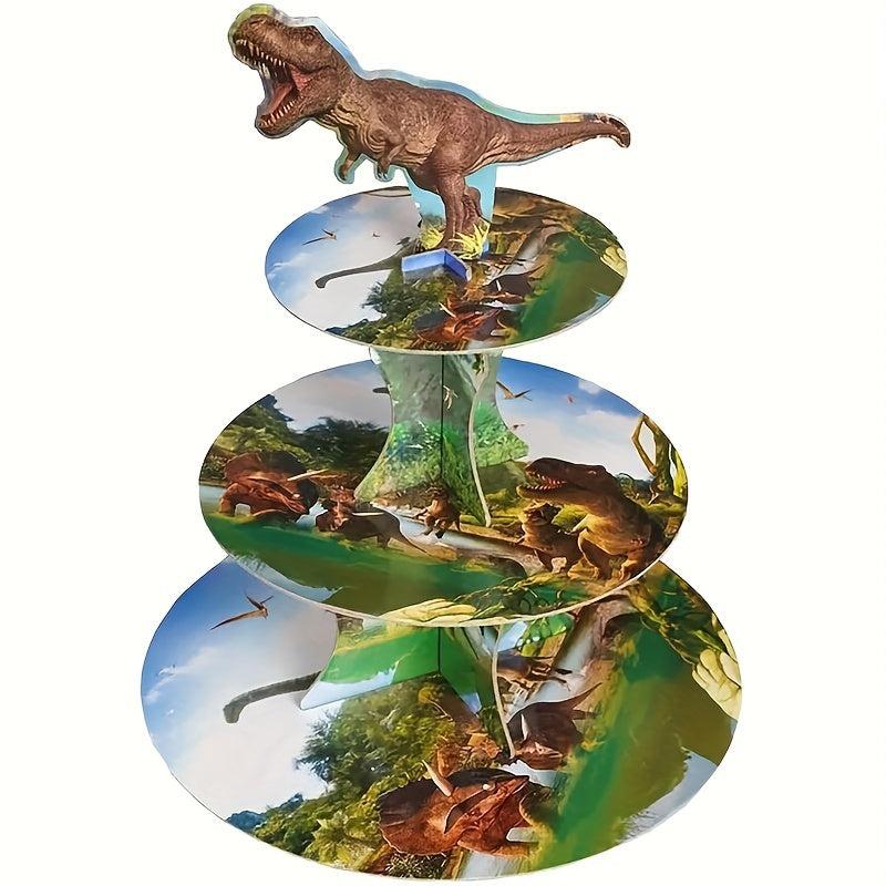 Jungle Safari Dinosaur Cupcake Stand 3 Tier for Boys Birthday Party