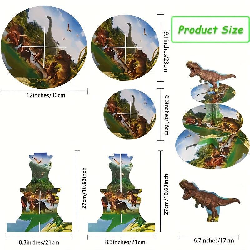 Jungle Safari Dinosaur Cupcake Stand 3 Tier for Boys Birthday Party
