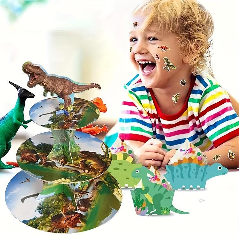 Jungle Safari Dinosaur Cupcake Stand 3 Tier for Boys Birthday Party