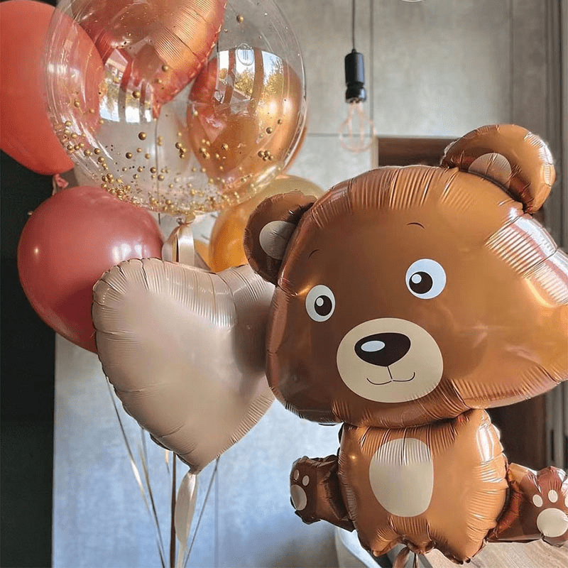 5pcs Brown Bear Themed Forest Party Decoration Balloon