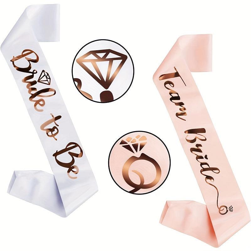 7pcs Team Bride Sash Set Bachelorette Party Supplies Rose gold Font