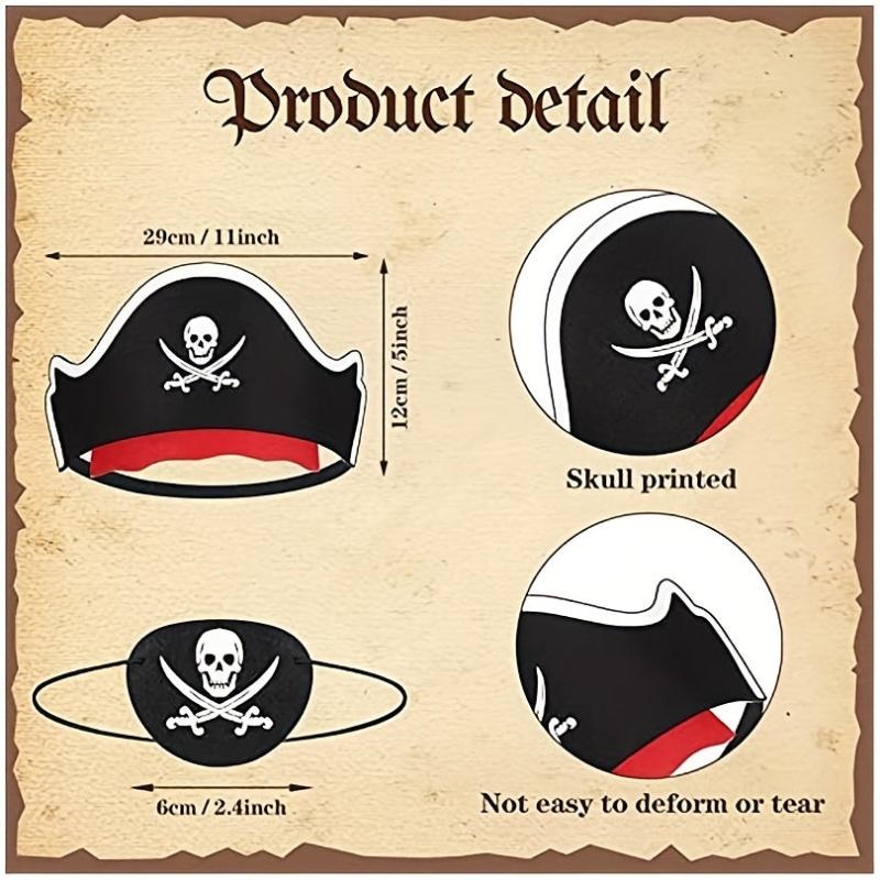 Pirate Party Favors Set - Hat, Eye Patch, Swords