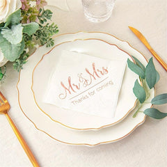Rose Pink Golden Wedding Napkins Mr And Mrs Cocktail Beverage Dessert Napkins