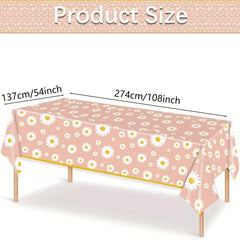 Small Daisy Theme Tablecloth Flower Pattern Waterproof Rectangular Tablecloth