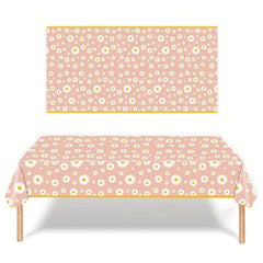 Small Daisy Theme Tablecloth Flower Pattern Waterproof Rectangular Tablecloth