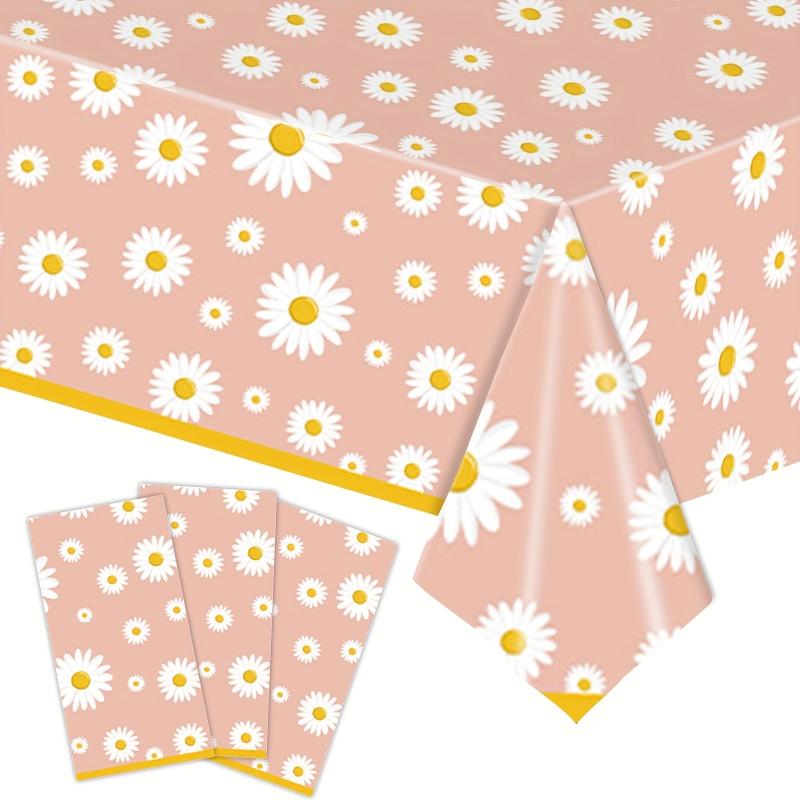 Small Daisy Theme Tablecloth Flower Pattern Waterproof Rectangular Tablecloth