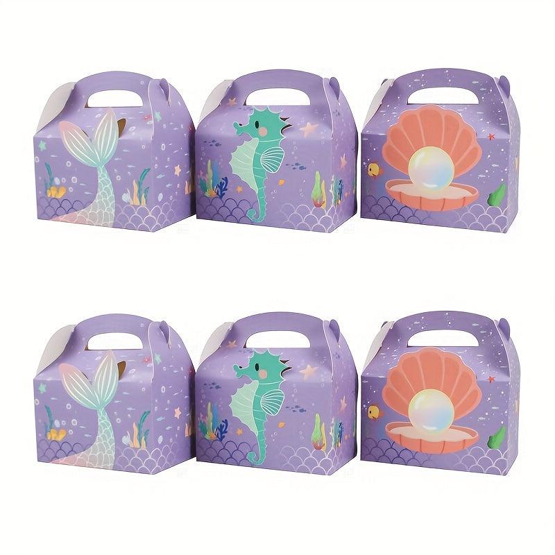 10pcs Mermaid Candy Carrying Box, Gift Biscuit Packaging, Party Supplies