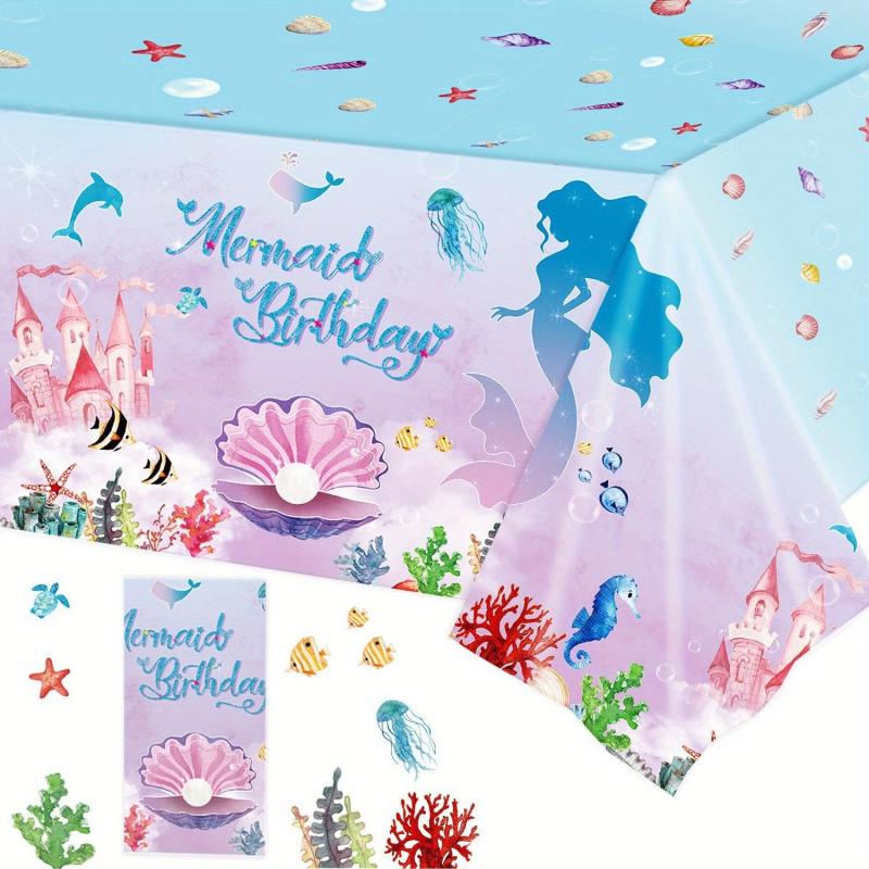 Mermaid Tablecloth - Disposable Mermaid Table Cover for Girls Birthday Party
