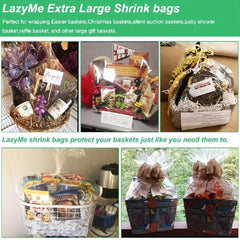 10pcs Extra Large Shrink Wrap Basket Bags Clear Cellophane for Easter