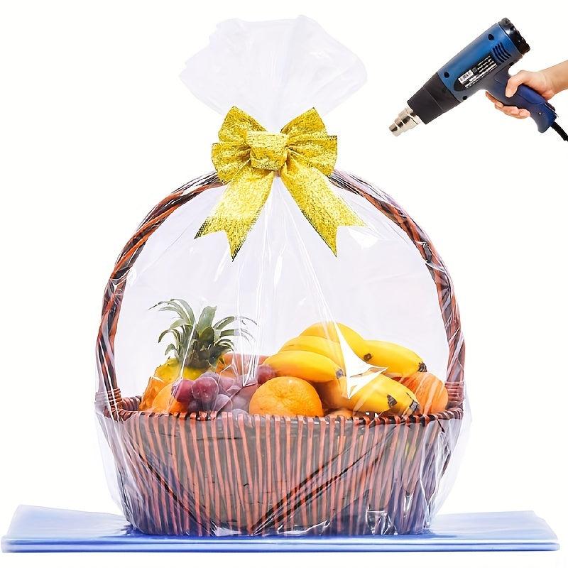 10pcs Extra Large Shrink Wrap Basket Bags Clear Cellophane for Easter