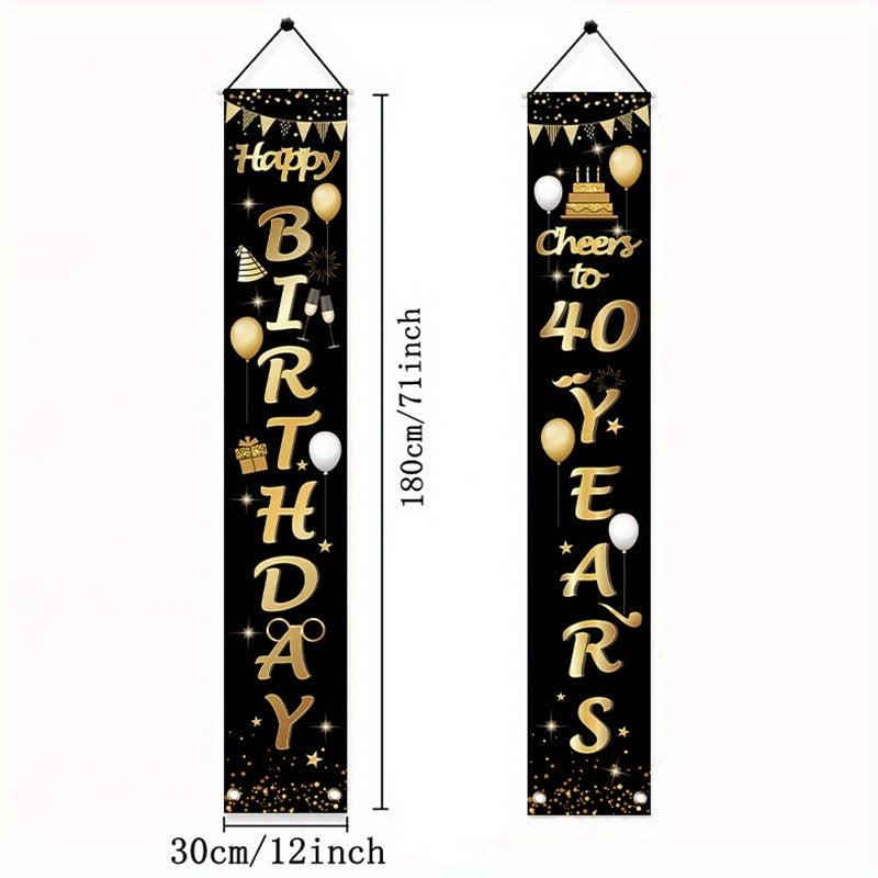 2pcs Cheers to 40 Years 40th Birthday Party Decorations Porch Sign