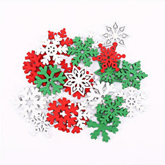 50pcs 25mm Wooden Snowflake Ornaments for Xmas Crafts