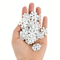 50pcs 25mm Wooden Snowflake Ornaments for Xmas Crafts