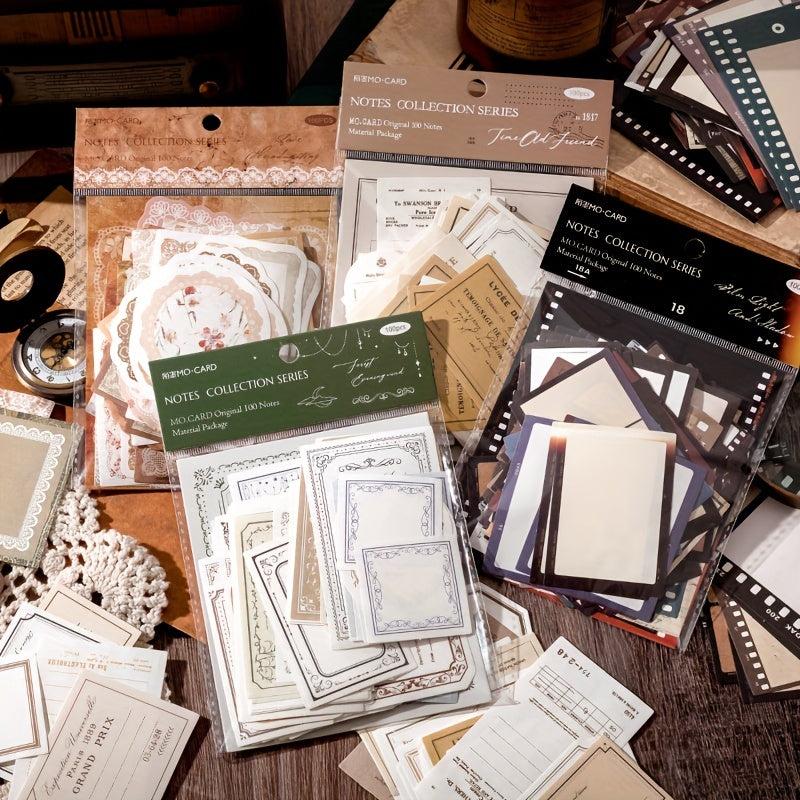 100pcs Film Frame Lace Label Paper Junk Journal Scrapbooking