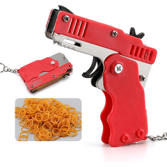 Metal Burst Rubber Band Toy Mini Folding Launcher Keychain 60 Bands