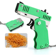 Metal Burst Rubber Band Toy Mini Folding Launcher Keychain 60 Bands