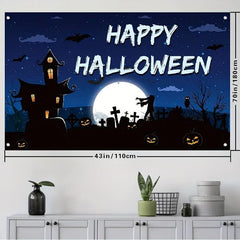 Dark Happy Halloween Banner Scary Backdrop