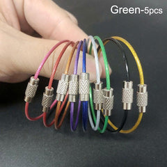 5pcs Stainless Steel Keychain Keyring with Screw Locking Key Chain