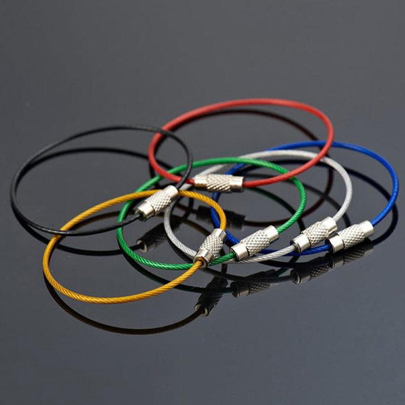 5pcs Stainless Steel Keychain Keyring with Screw Locking Key Chain