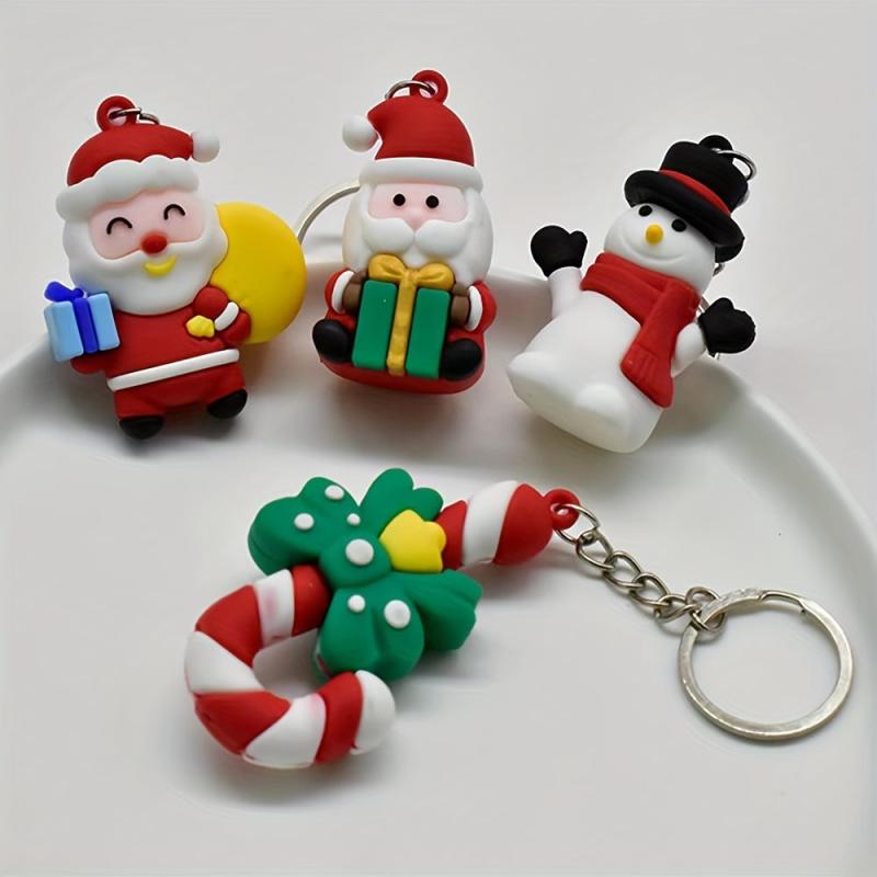 3D Christmas Doll Keychain - Cute Soft Rubber Christmas Gift