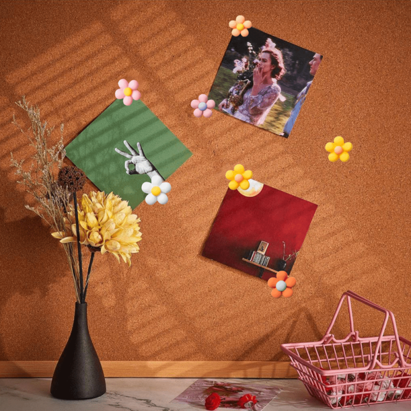 30 Flower Push Pins with Case for Corkboard Bulletin Board