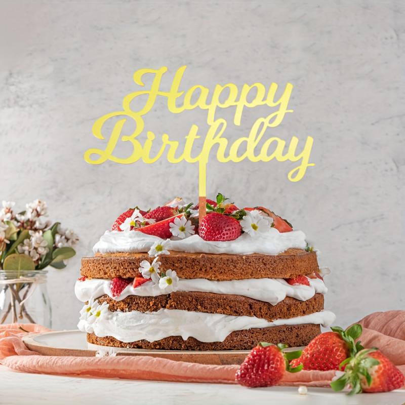 Happy Birthday Acrylic Cake Topper 1pc 3mm Thickness