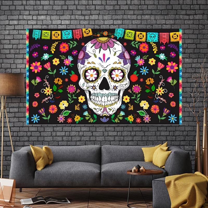 Halloween Banner Skull Background Party Decorations