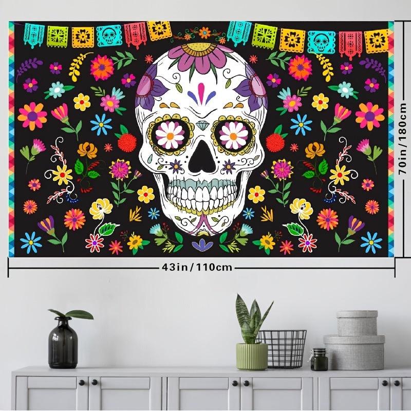 Halloween Banner Skull Background Party Decorations