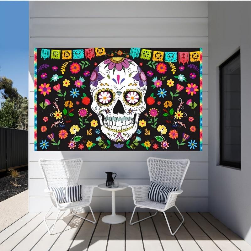Halloween Banner Skull Background Party Decorations