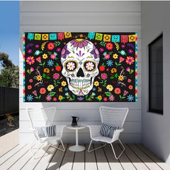 Halloween Banner Skull Background Party Decorations
