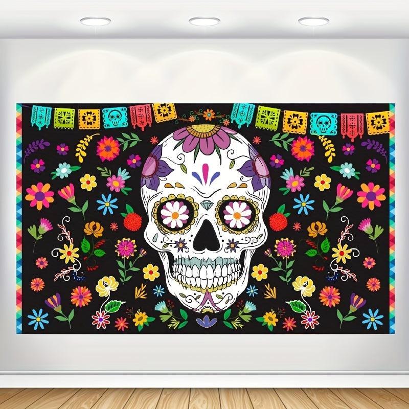 Halloween Banner Skull Background Party Decorations