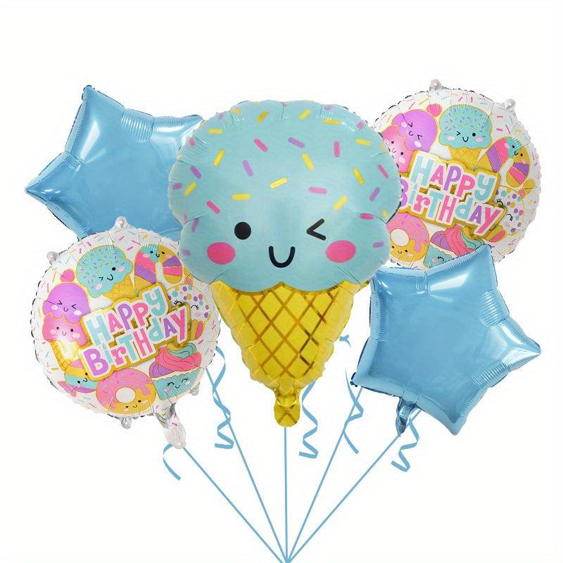 5pcs Ice Cream Balloon Set for Birthday Party Decoration