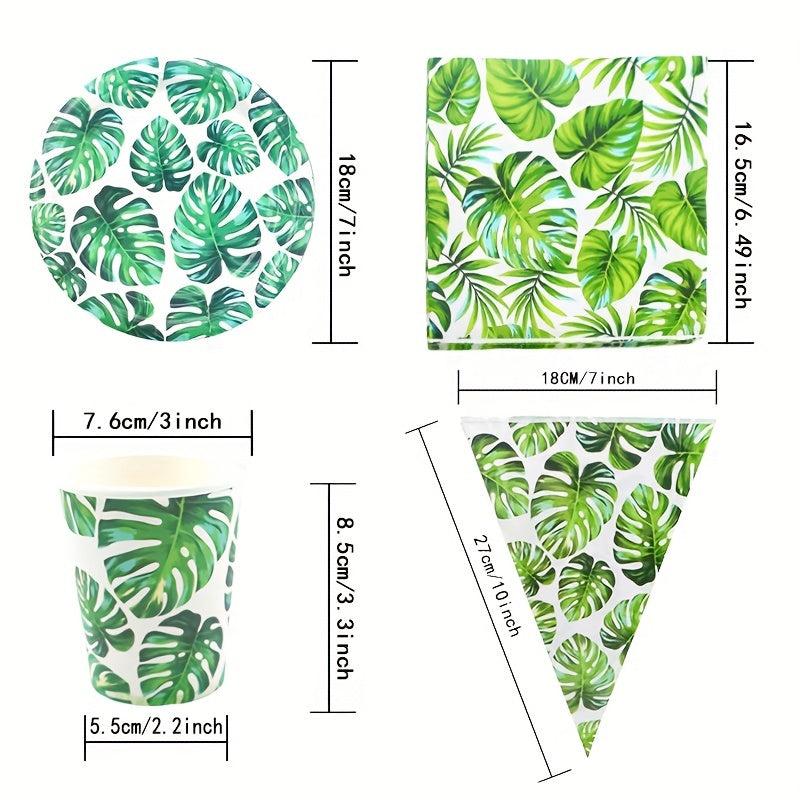 Tropical Palm Leaf Party Tableware Supplies 8 Guests Set