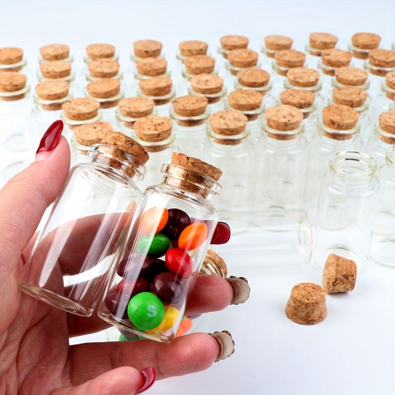48pcs Glass Candy Bottles with Cork for Events Labels & String